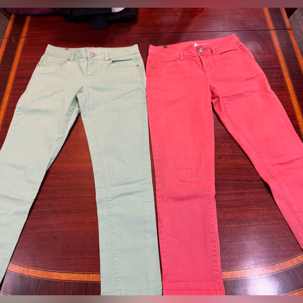 LC Lauren Conrad Women's Skinny Jeans in Coral and Mint Bundle 2 Jeans 1 Price